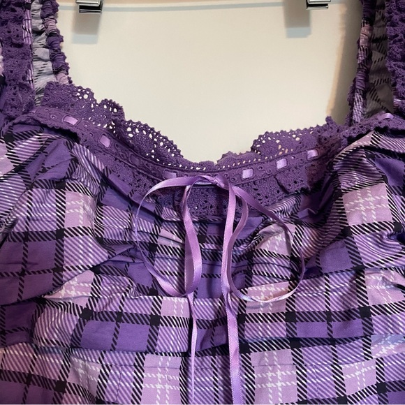 Selkie 2024 Fall Collection BNWT Purple Plaid Puffy Mini Dress with Corset Back - Picture 6 of 12